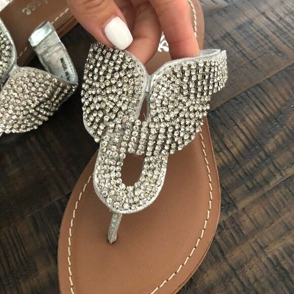 Matisse Silver Rhinestone Sandals 7 - Picture 2 of 4